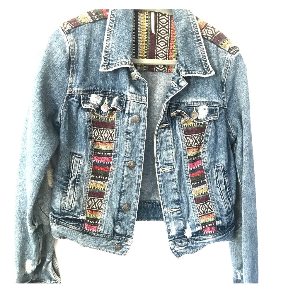 Free People colorful Jean jacket